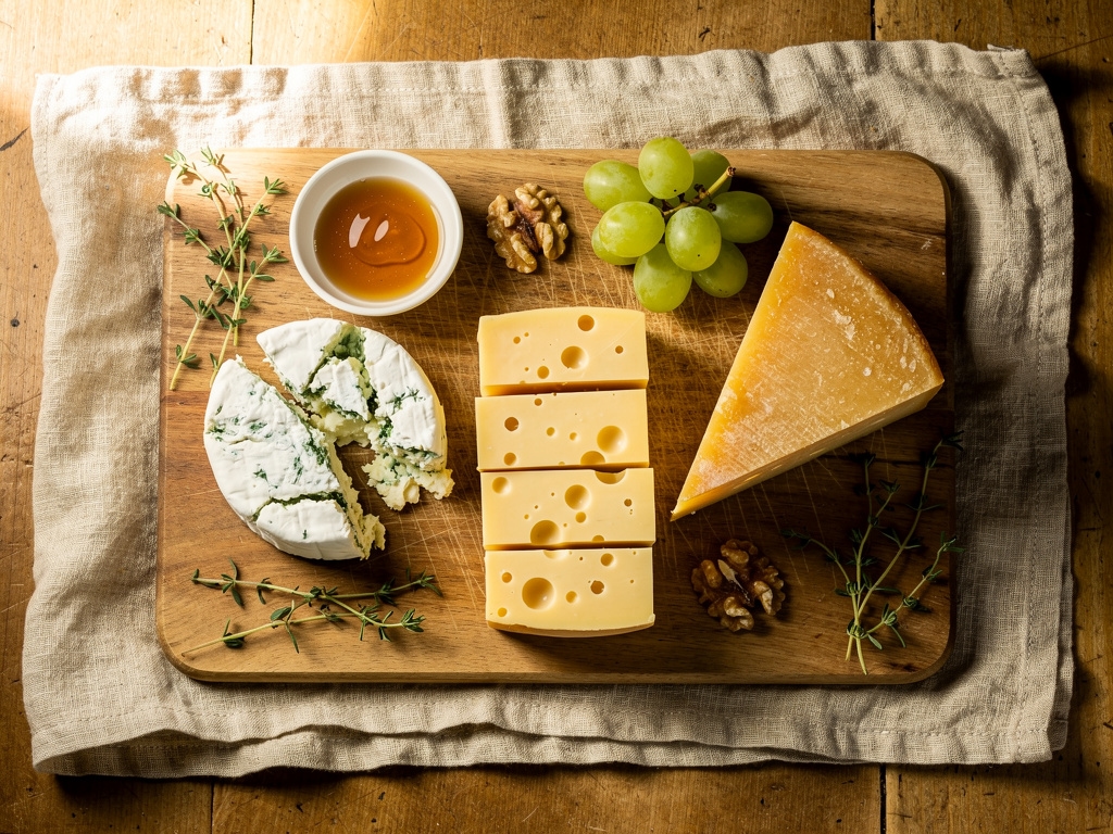 Erfolgreich selbst hergestellter Käse auf einem Holzbrett