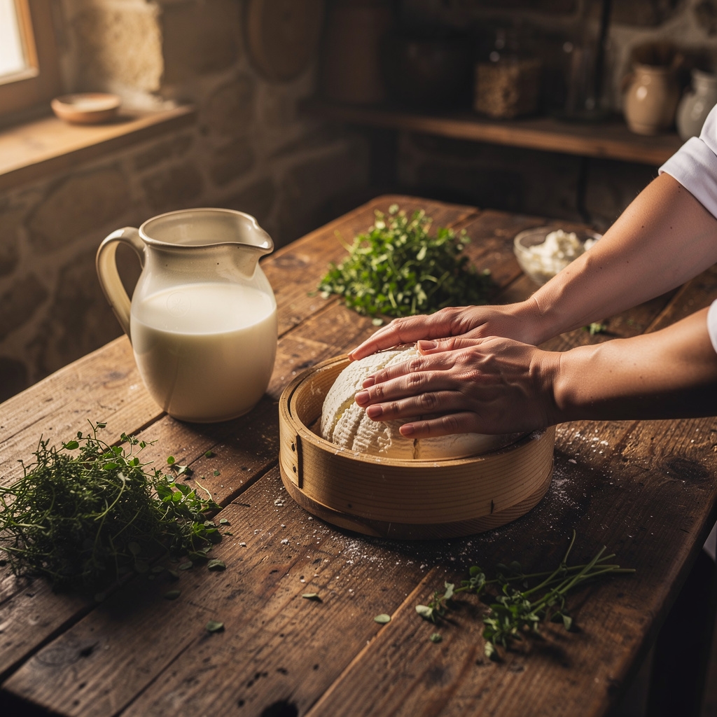 Handwerkliche Käseherstellung mit frischer Rohmilch